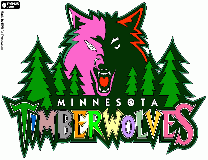 Timberwolves logo coloring page