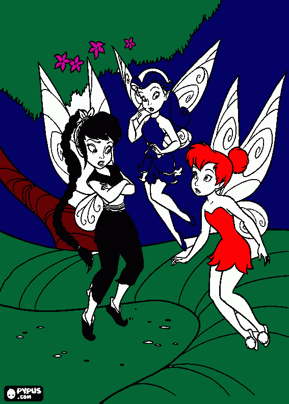 Tinkerbell and friends coloring page