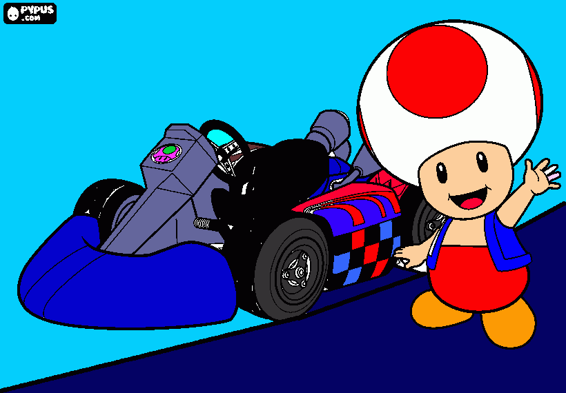 Toad and kart coloring page