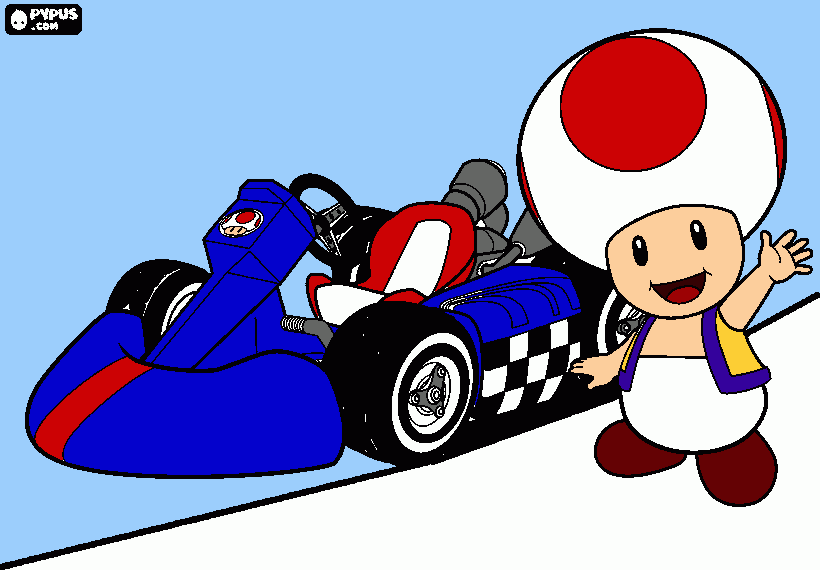 Toad race car coloring page
