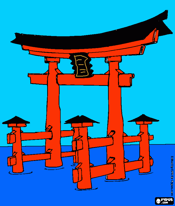 torii gate coloring page