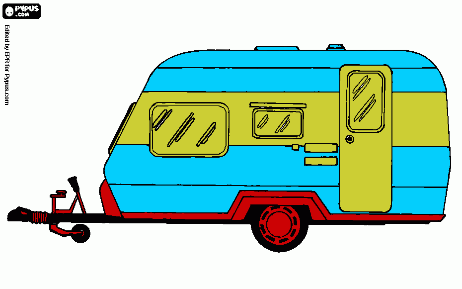 Travel trailer or caravan. Mobile home coloring page