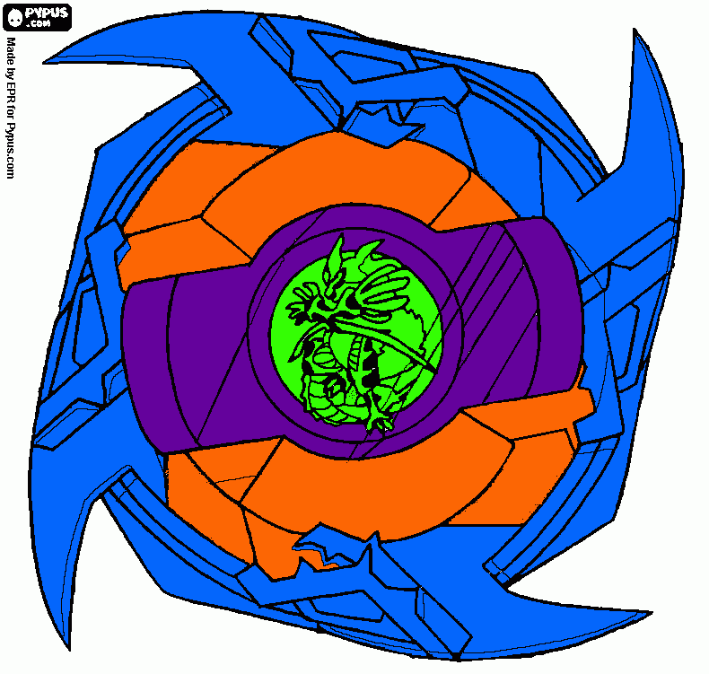 Tyson's Beyblade, the battling spintop of the Dragoon. coloring page