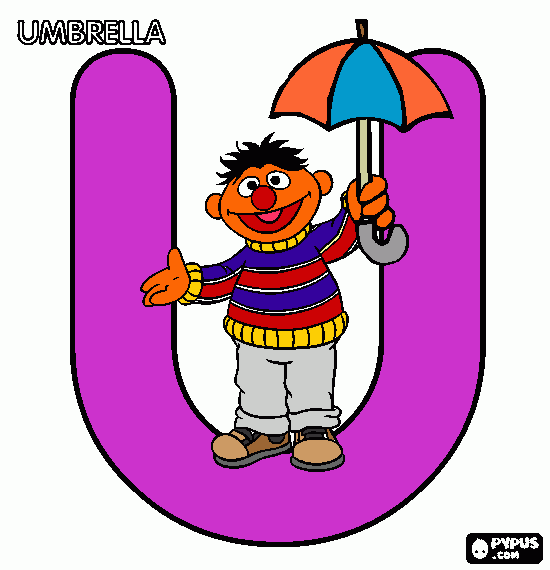 u - umbrella coloring page