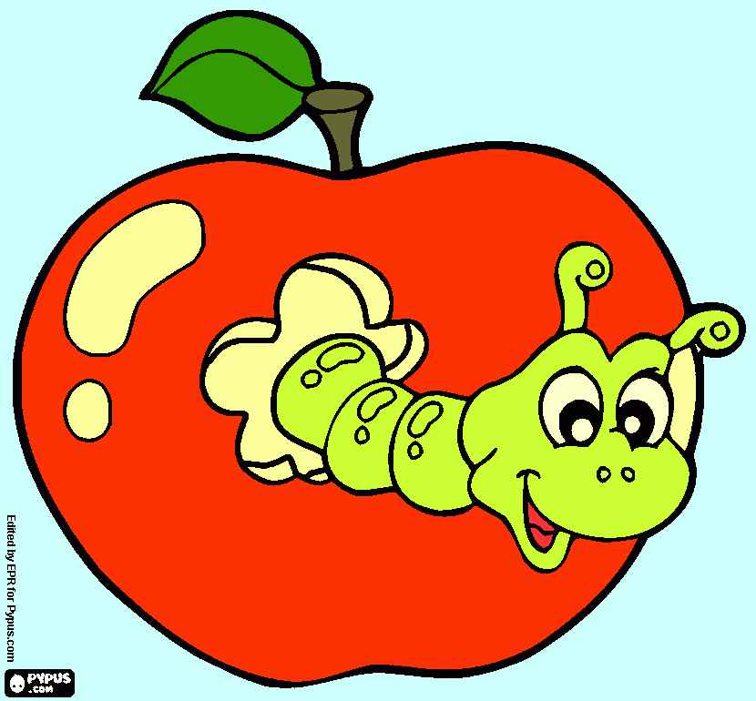 uler mangan apel coloring page
