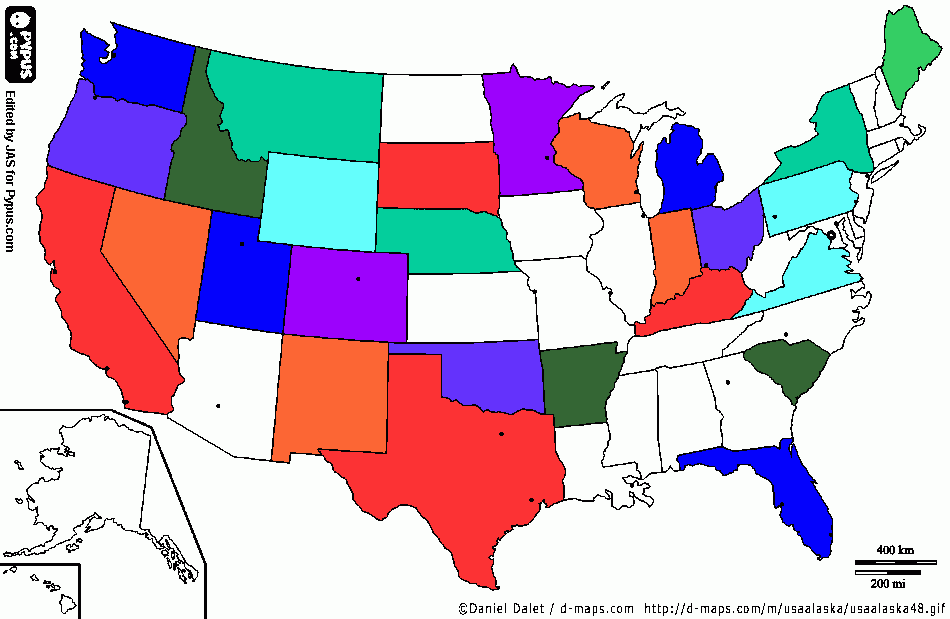 US States coloring page