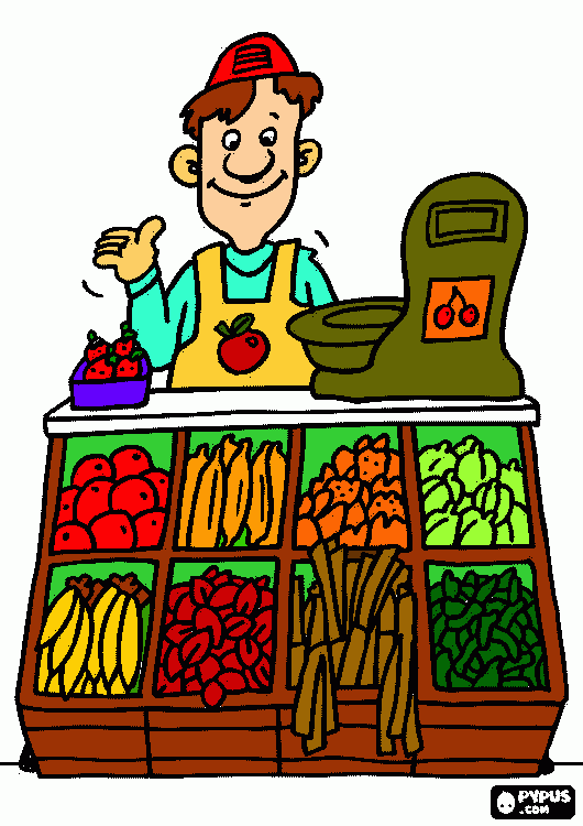 vendedor de frutas coloring page