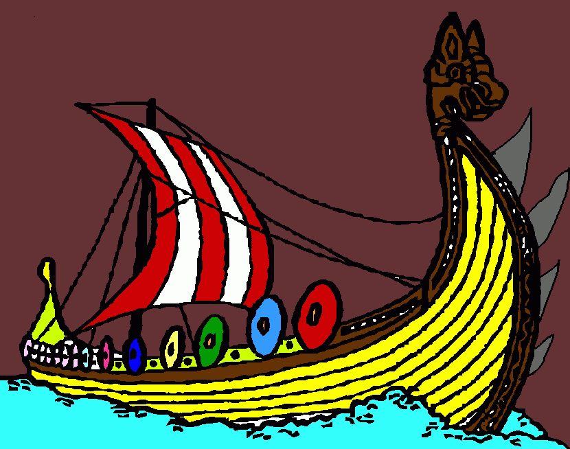 Viking longship coloring page