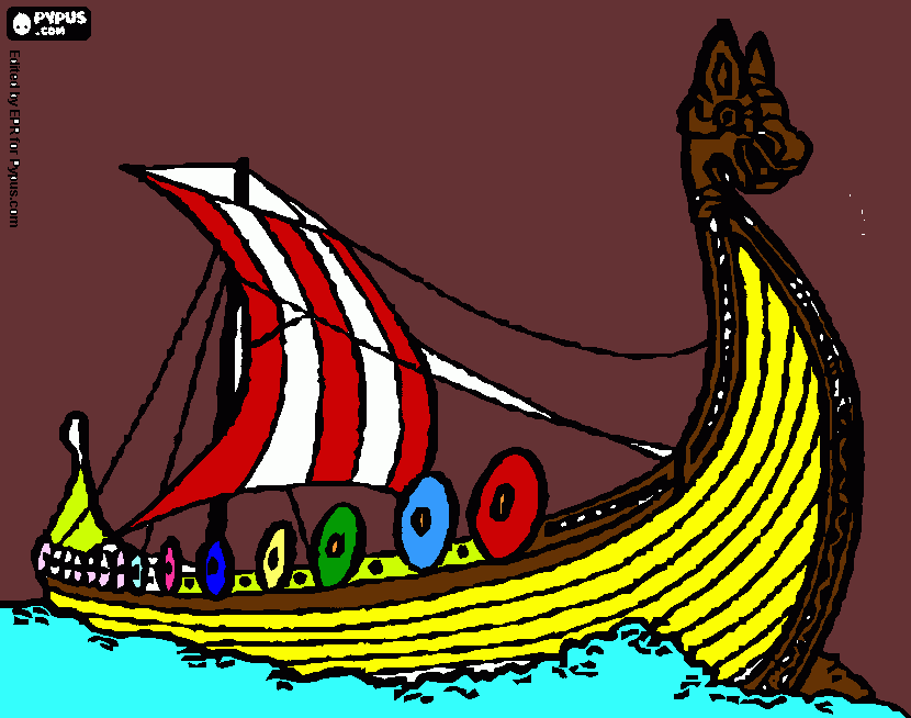 viking shiip coloring page