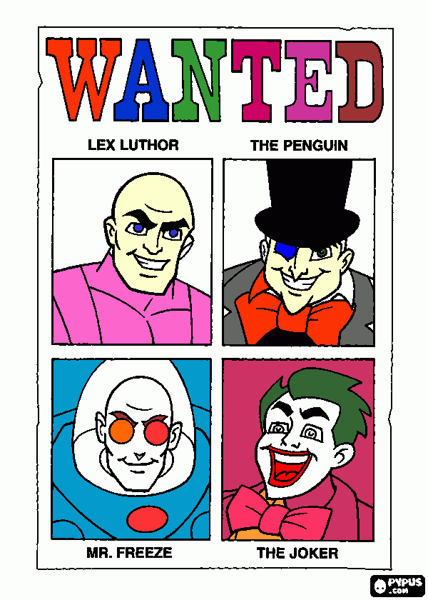 Villains Wanted Poster coloring page