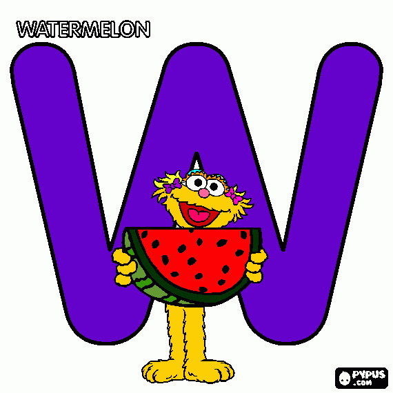 w - watermelon coloring page