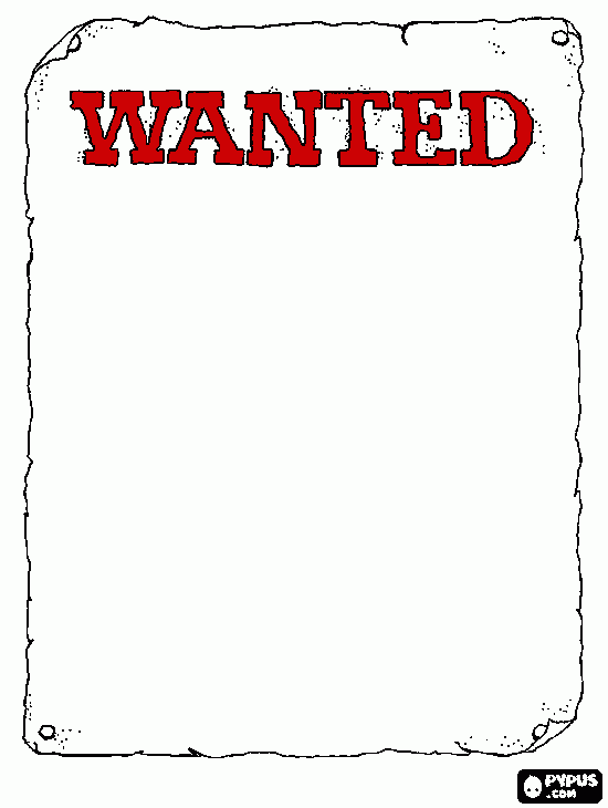 wanted poster coloring pages - photo #2
