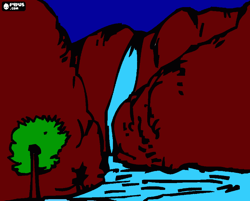 Waterfall picture from Lena coloring page