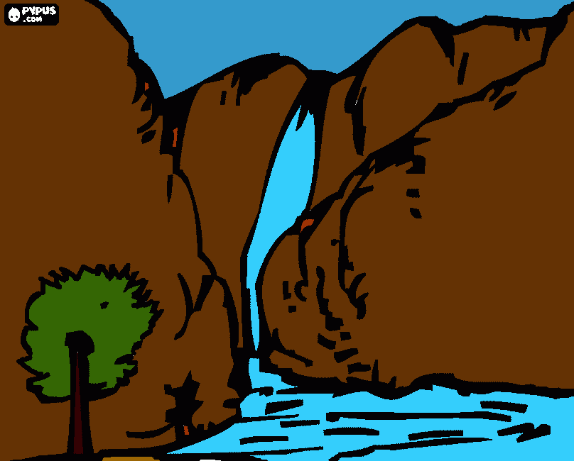 Waterfall with canyon picture from Arianna coloring page