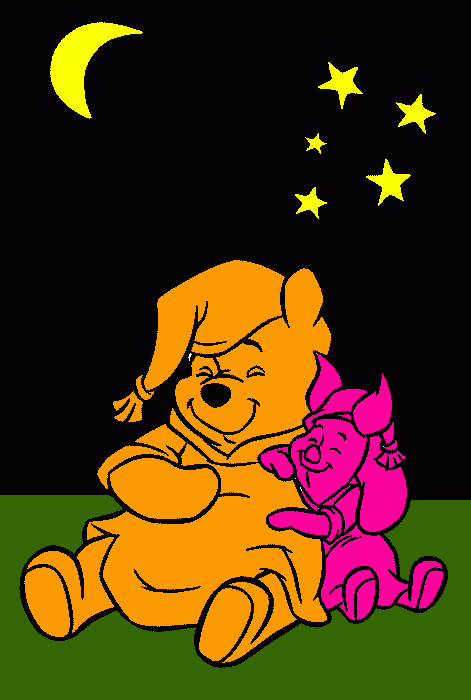 winnie the poo and piglet sleepin at niht time :) coloring page