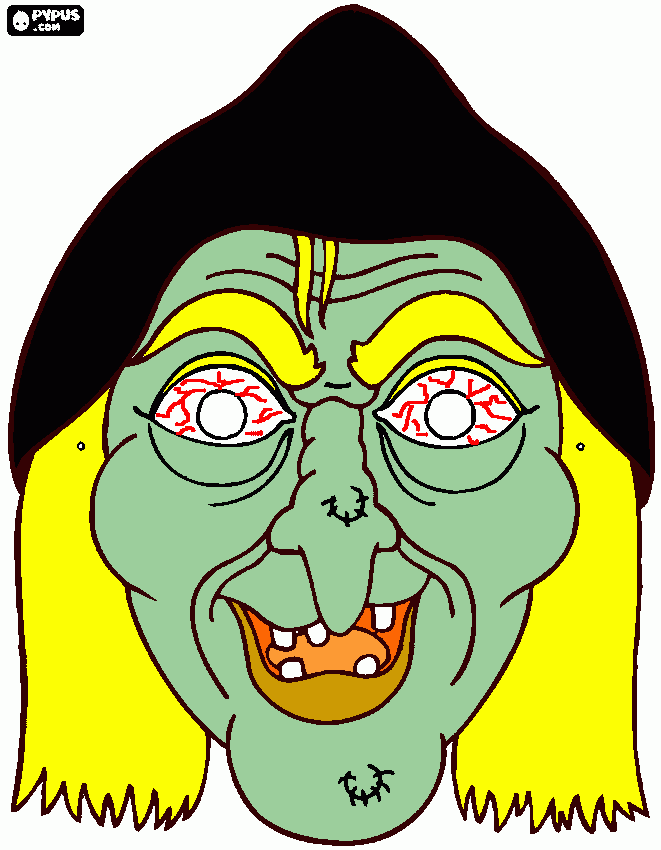 witch mask coloring page