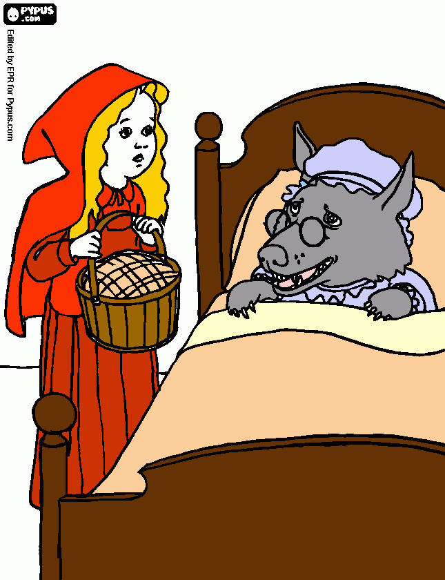 wolf in bed coloring page