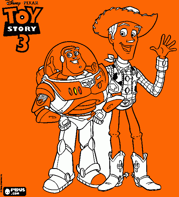 woodie and buzz coloring page