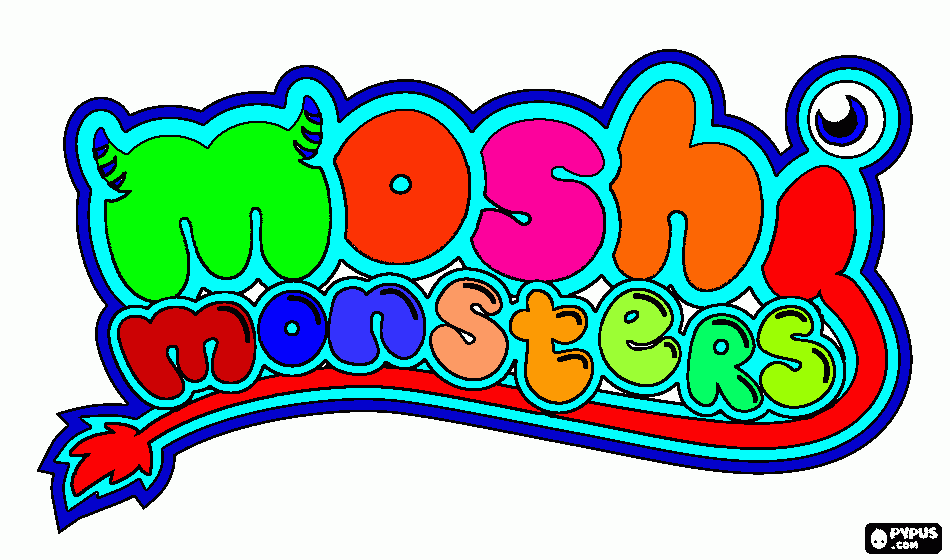 word moshi monsters in graphity form coloring page