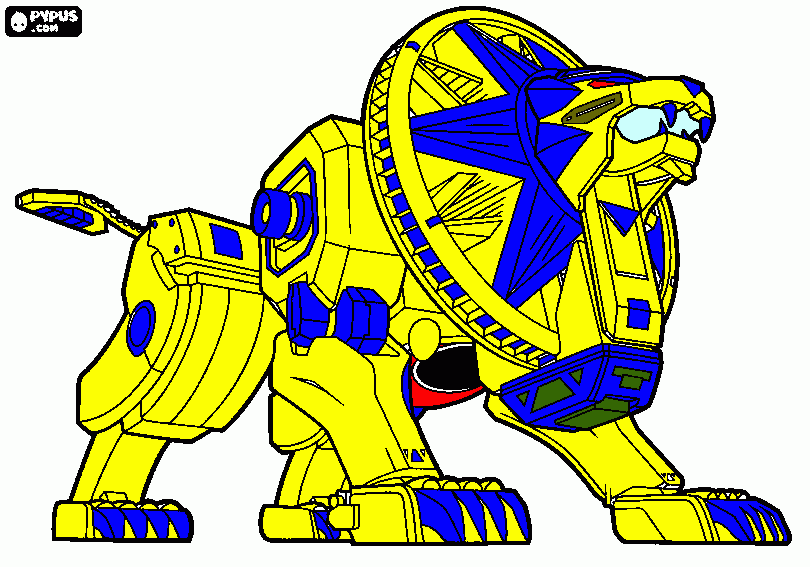 yellow lion zord  coloring page