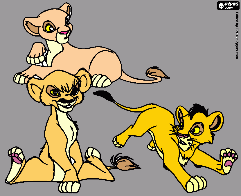 young Nala, Felix, and random cub coloring page