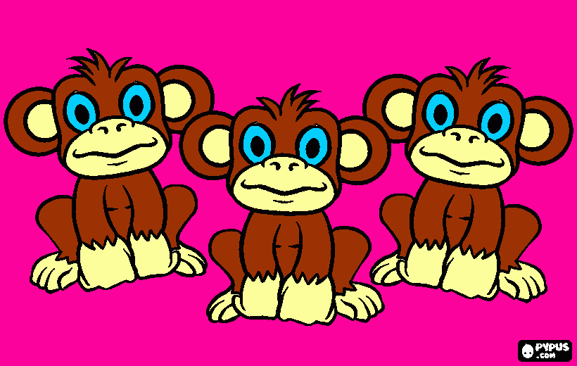 your three little monkeys  coloring page
