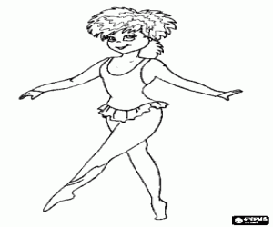 A ballet dancer standing en pointe, tiptoe or tippy toes coloring page
