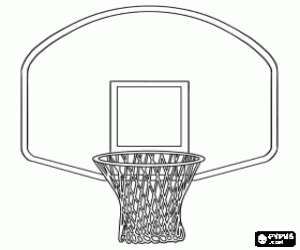 A basket with the hoop, the net and the board coloring page