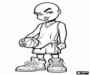 A basketball player with the ball in hand coloring page