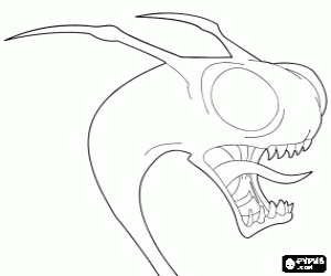 A dragon with big eyes and long tongue coloring page