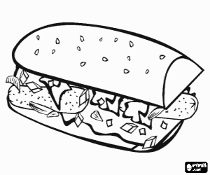 A good snack or sandwich with bread with seeds and with many different ingredients coloring page