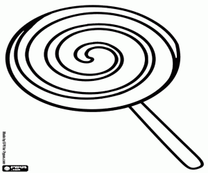 A lollypop, pop, lolly, sucker, or sticky-pop coloring page