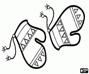 A pair of woolen mittens to keep warm in the hands coloring page