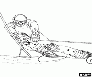 A skier in slalom competition coloring page