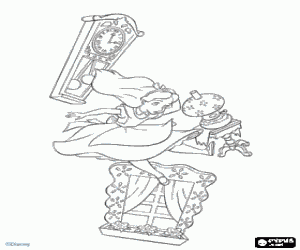 Alice falling into the void along with some furniture coloring page