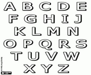 Alphabet of capital letters with shadows coloring page