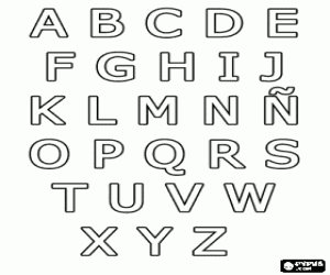 Alphabet with capital letters type Verdana coloring page