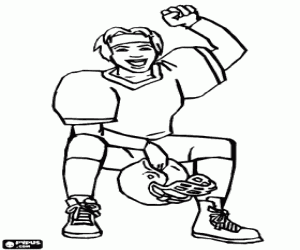 American footall player celebrating a victory coloring page