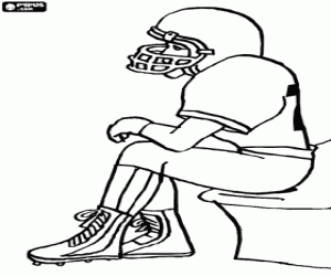 American football player sitting on the bench coloring page