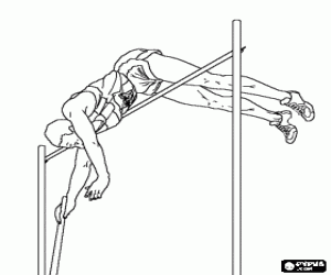 An athlete passing the bar in the pole vault coloring page