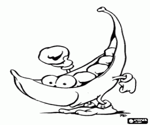 An open pod containing peas coloring page