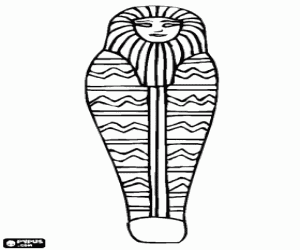 Anthropomorphic decorated egyptian sarcophagus intended to contain a mummy coloring page