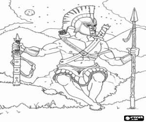 Ares, the feared god of war. A strong and brutal warrior who takes pleasures in violence coloring page