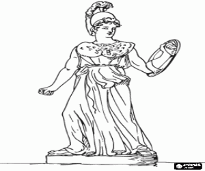 Athena, in greek mythology the goddess of strategic warfare, wisdom and heroic endeavour coloring page