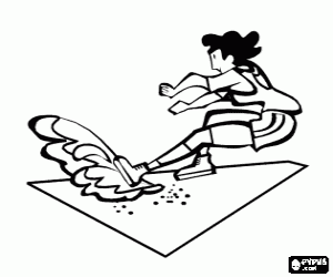Athlete falling into the sand after a triple jump coloring page