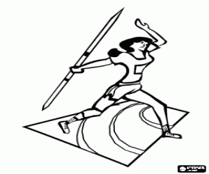 Athlete in the moment to do the javelin throw coloring page