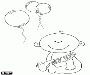 Baby New Year, new year was born coloring page