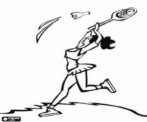 Badminton player realising a smash coloring page