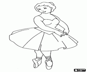 Ballet dancer in tutu and slippers coloring page