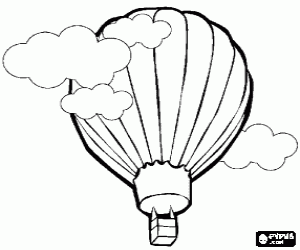 Balloon in the clouds coloring page